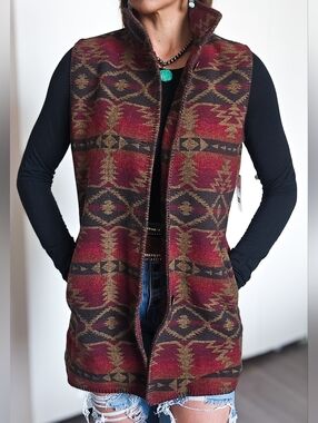 Outback Trading Co Stockard Vest NWT Medium Aztec Western Southwest Boho Navajo